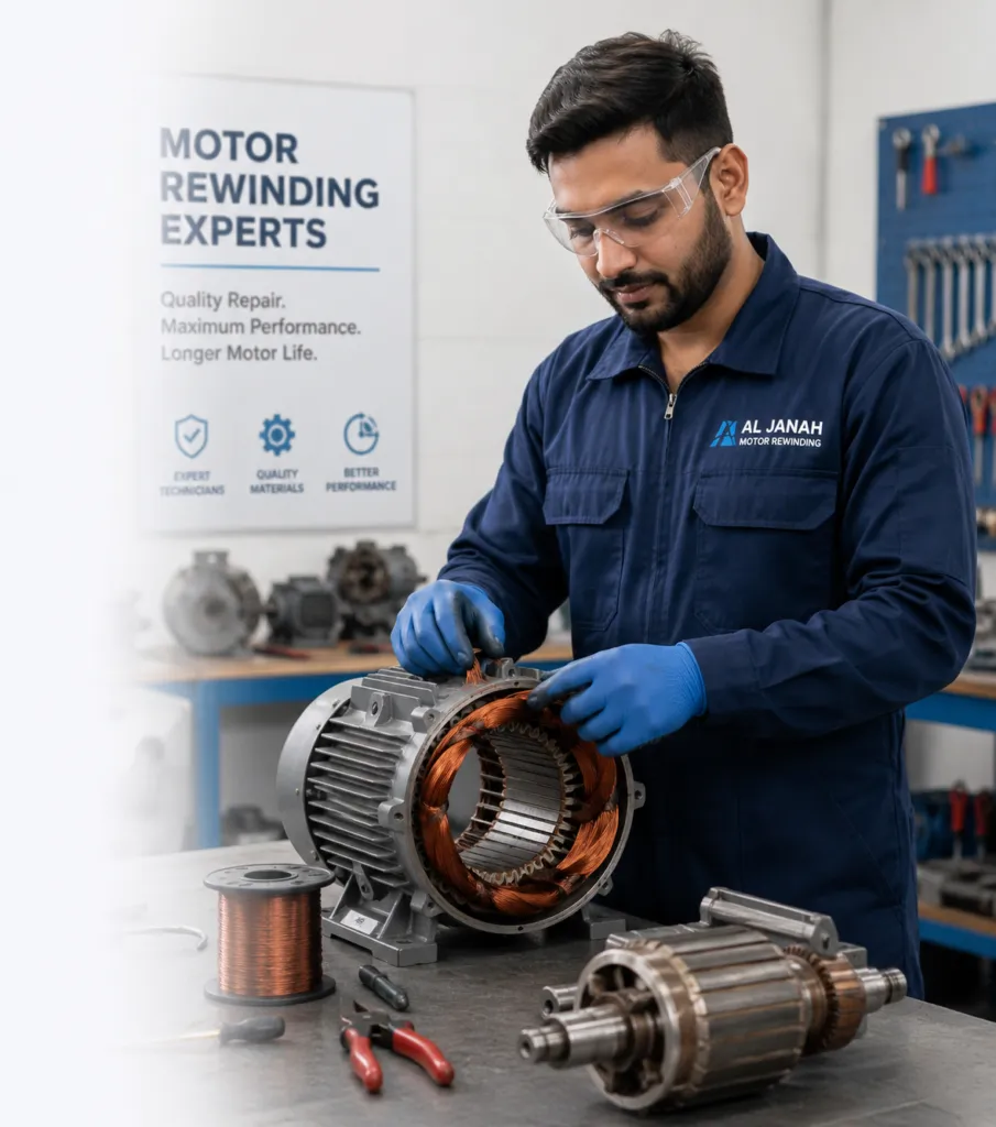 Professional motor rewinding services across Dubai for industrial and commercial motors
