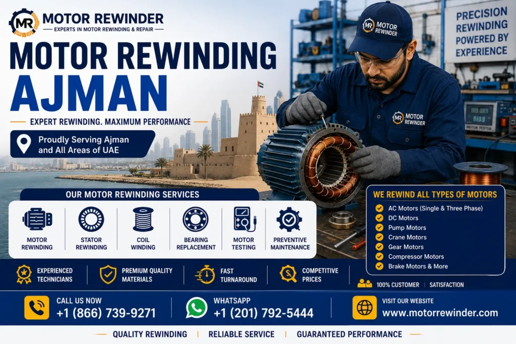 Motor Rewinding Ajman technician repairing industrial electric motor