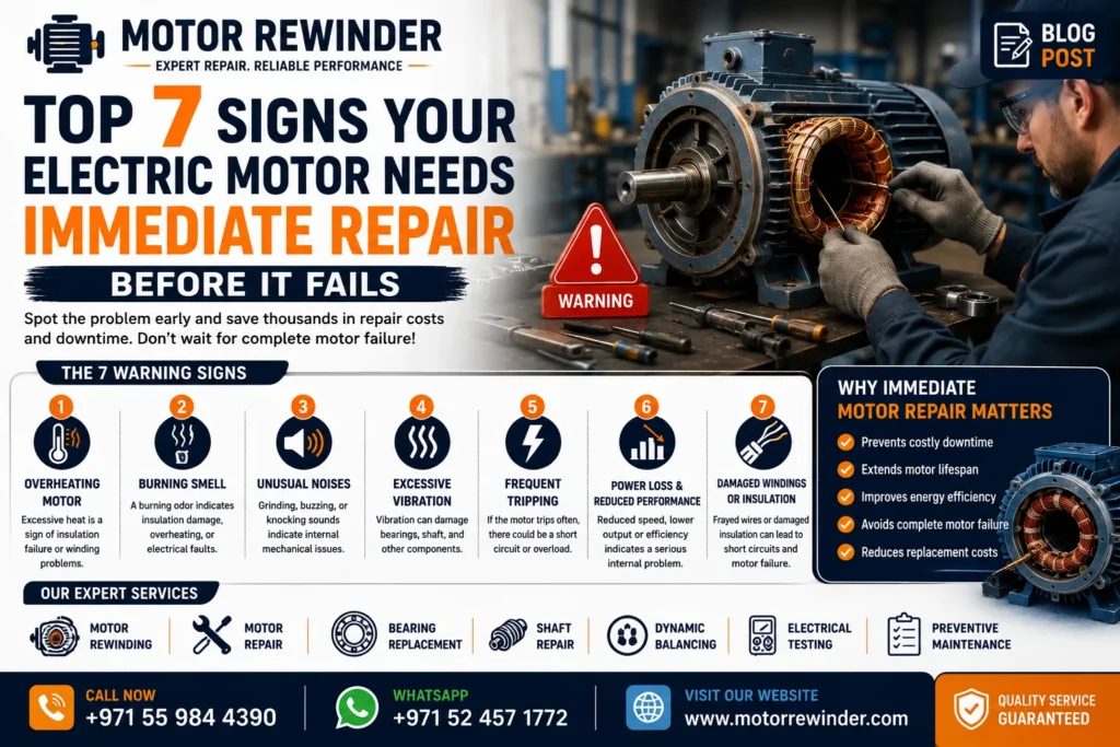 Electric Motor Repair technician inspecting an industrial electric motor